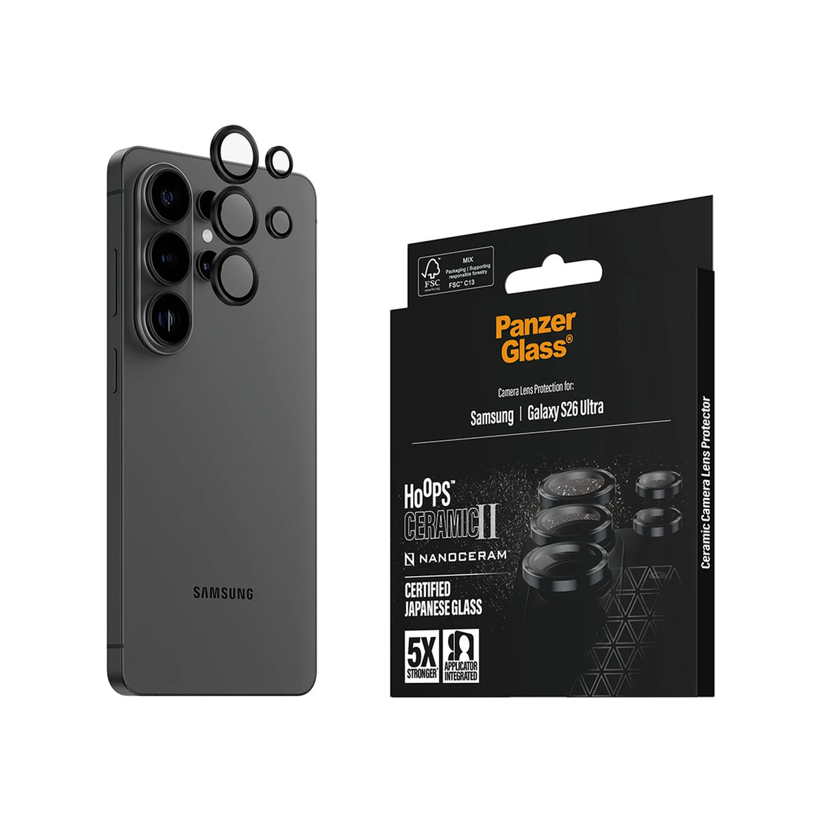 PanzerGlass® Hoops Ceramic II Camera Lens Protector Samsung Galaxy S26 Ultra