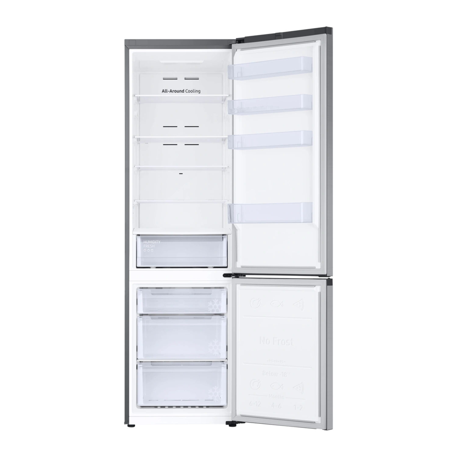 Alulfagyasztós hűtőszekrény körkörös hűtés technológiával 390 L - Fémes grafit