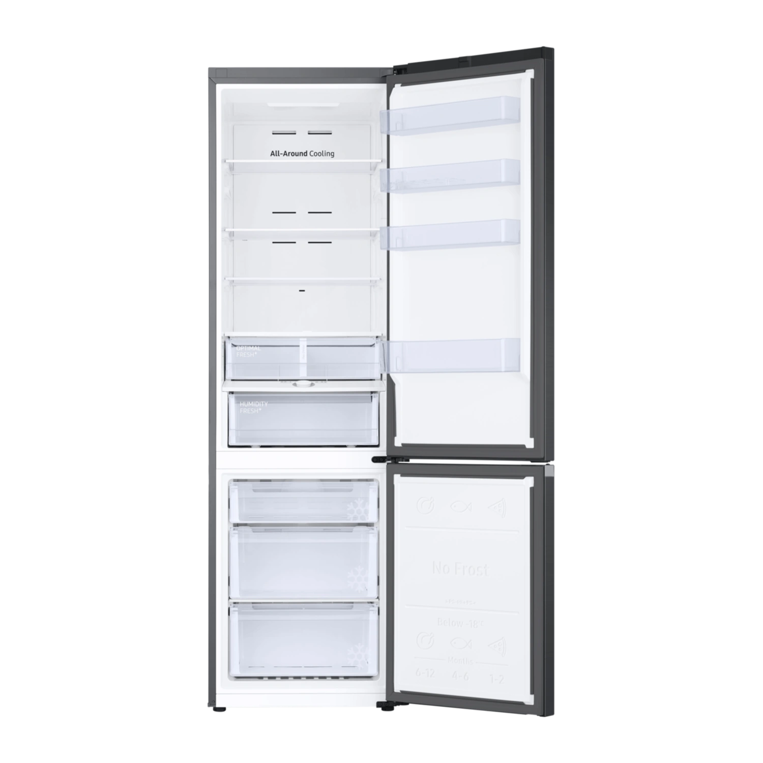 Alulfagyasztós hűtőszekrény beépített Wi-Fi-vel 390 L - Fekete
