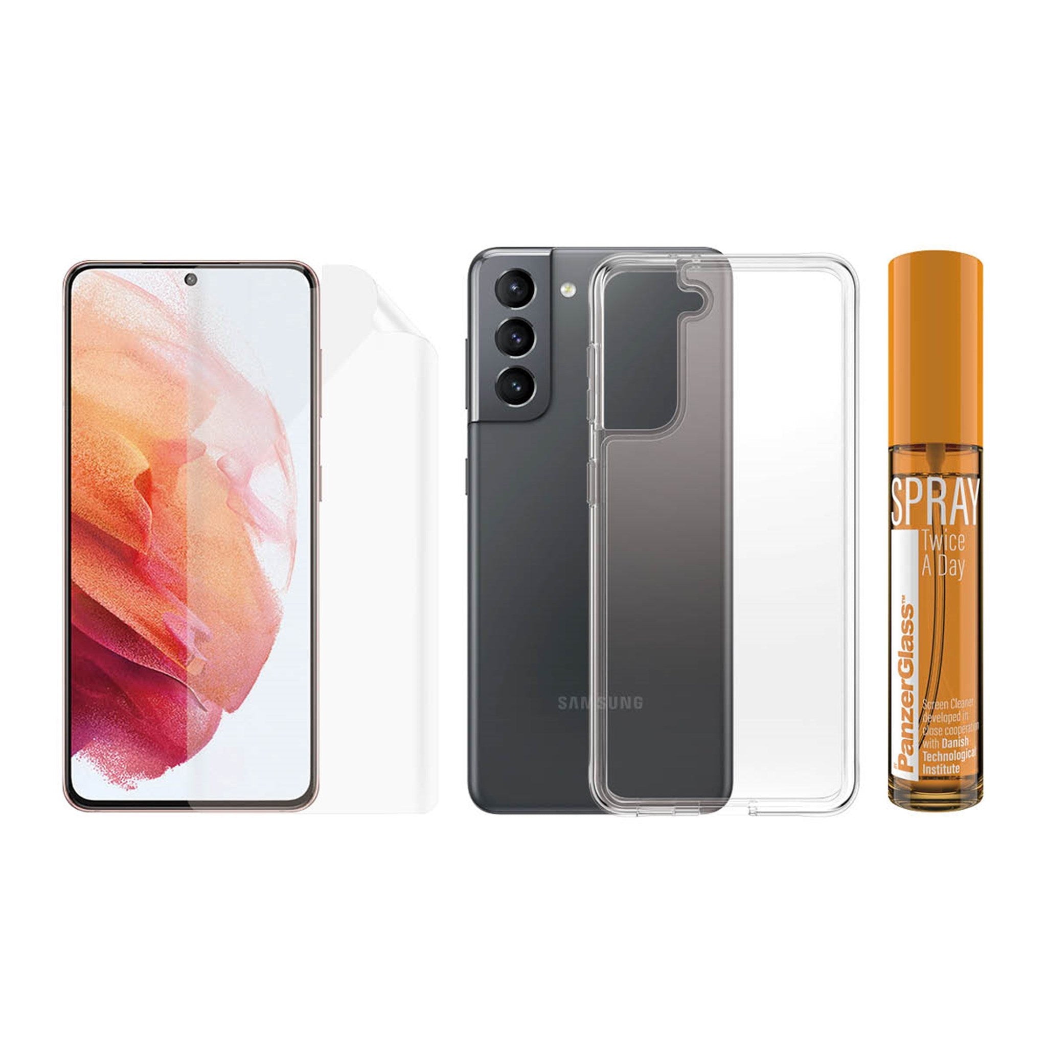 PanzerGlass Samsung Galaxy S21 Hygiene Pack (TPU ClearCase 30 ml Spray)