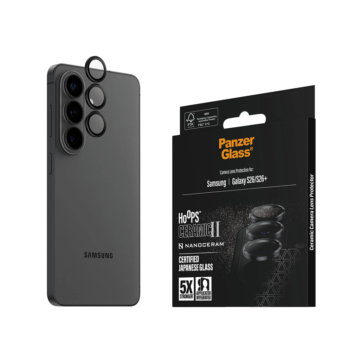 PanzerGlass® Hoops Ceramic II Camera Lens Protector Samsung Galaxy S26 | S 2026 Plus