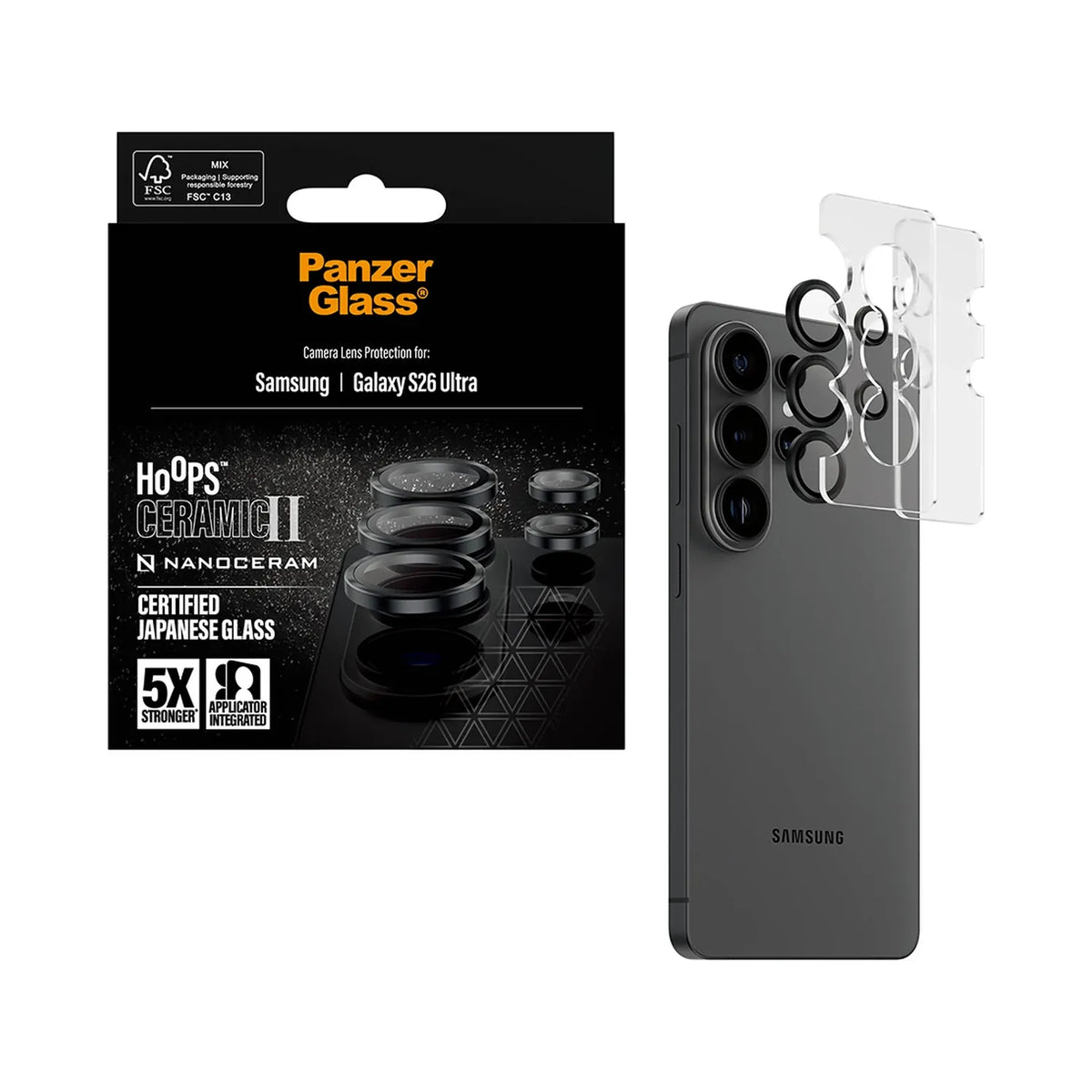 PanzerGlass® Hoops Ceramic II Camera Lens Protector Samsung Galaxy S26 Ultra