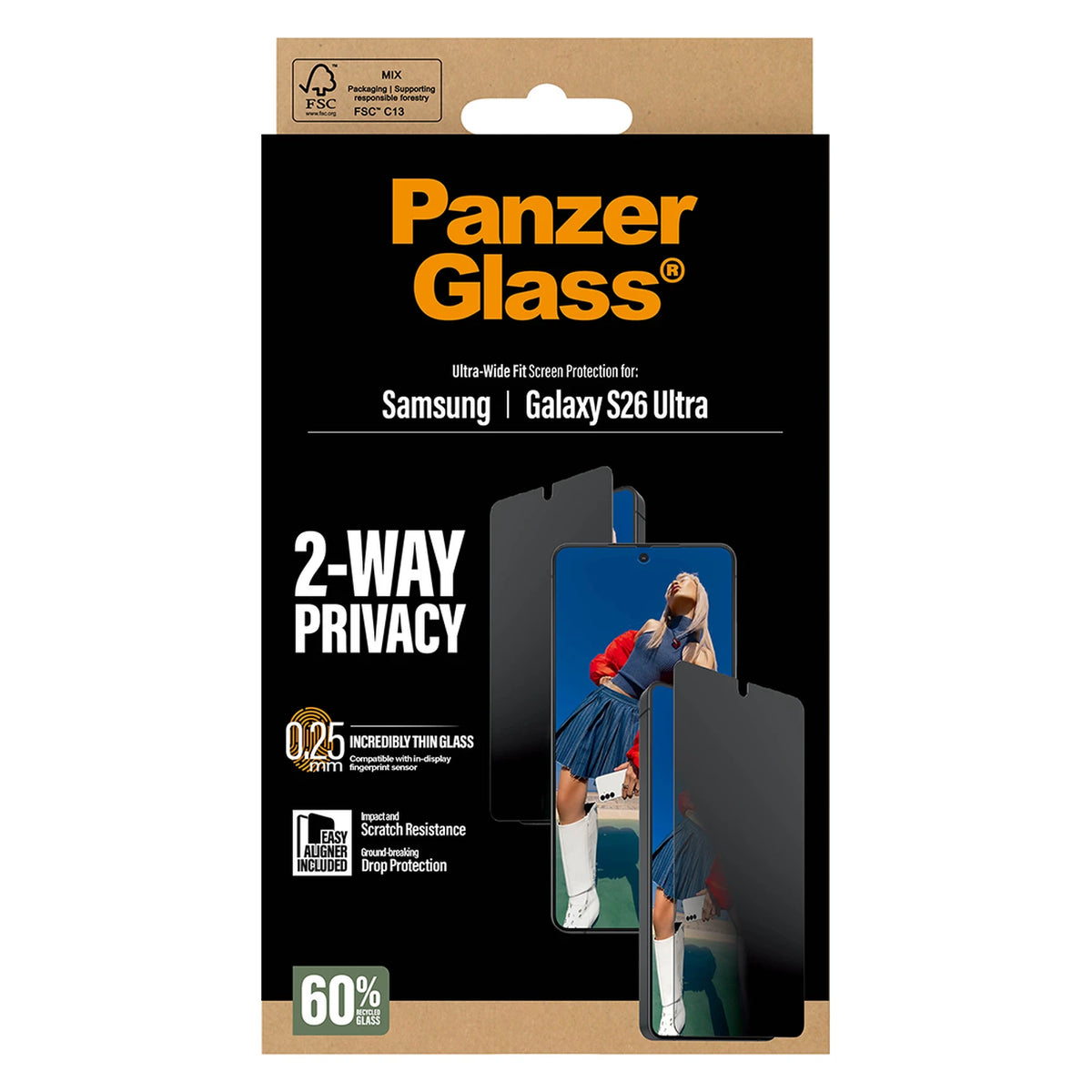 PanzerGlass® 2-Way Privacy Kijelző Fólia Samsung Galaxy S26 Ultra | Ultra-Wide Fit w. EasyAligner