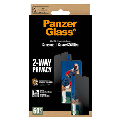 PanzerGlass® 2-Way Privacy Kijelző Fólia Samsung Galaxy S26 Ultra | Ultra-Wide Fit w. EasyAligner