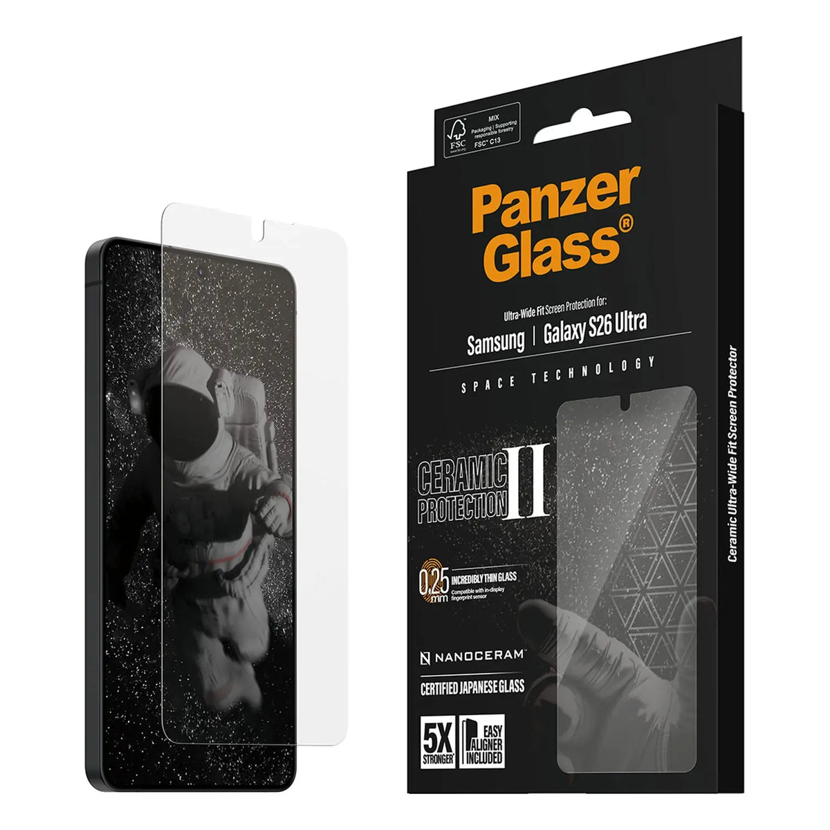 PanzerGlass® Ceramic Kijelző Fólia Samsung Galaxy S26 Ultra | Ultra-Wide Fit w. EasyAligner