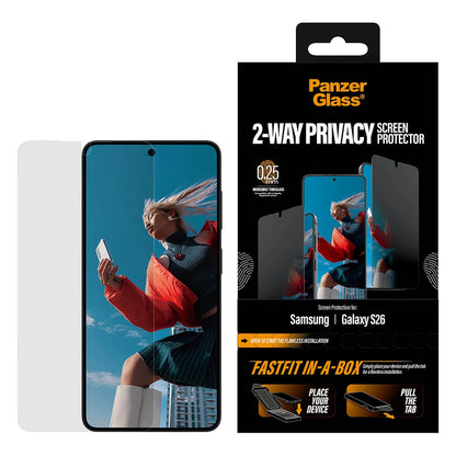 PanzerGlass® 2-Way Privacy Kijelző Fólia Samsung Galaxy S26 | Ultra-Wide Fit w. FastFit in a box