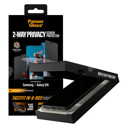 PanzerGlass® 2-Way Privacy Kijelző Fólia Samsung Galaxy S26 | Ultra-Wide Fit w. FastFit in a box