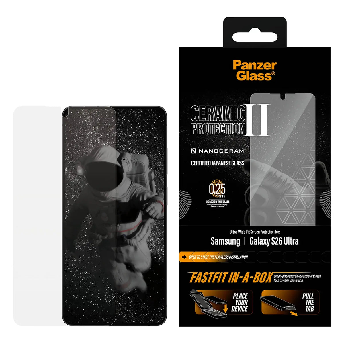 PanzerGlass® Ceramic Kijelző Fólia Samsung Galaxy S26 Ultra | Ultra-Wide Fit w. FastFit in a box