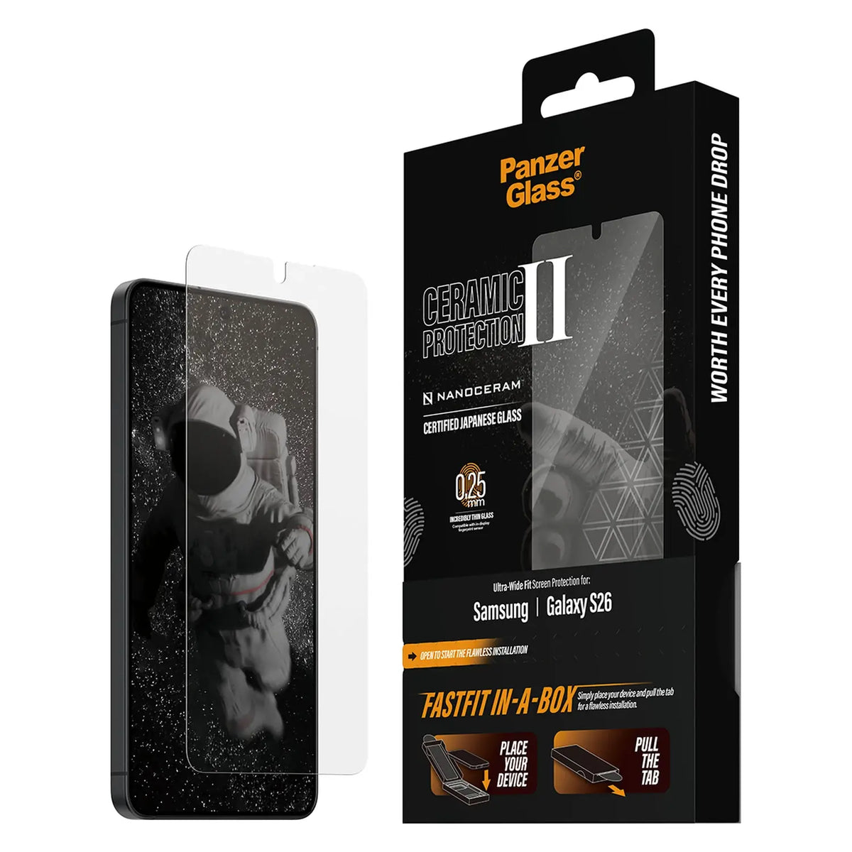PanzerGlass® Ceramic Kijelző Fólia Samsung Galaxy S26 | Ultra-Wide Fit w. FastFit in a box