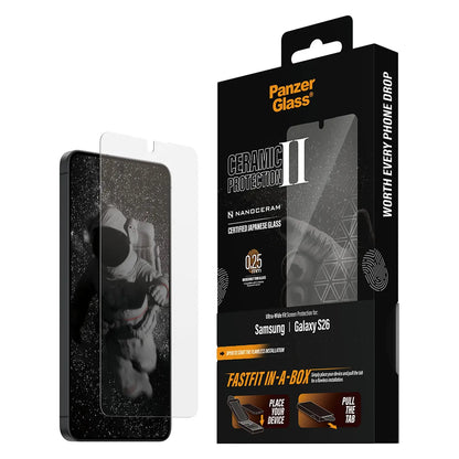 PanzerGlass® Ceramic Kijelző Fólia Samsung Galaxy S26 | Ultra-Wide Fit w. FastFit in a box